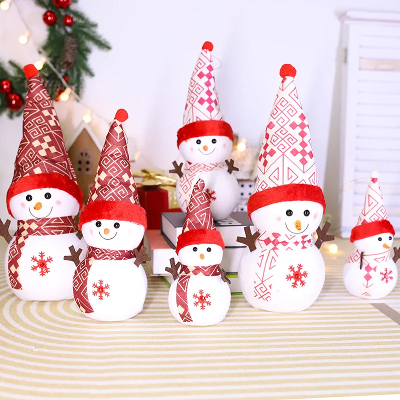 

23+35+45cm Christmas Snowman Doll Ornament Christmas Figurines Snowman Decorations for Home Navidad Noel 2023 New Year Kids Gift