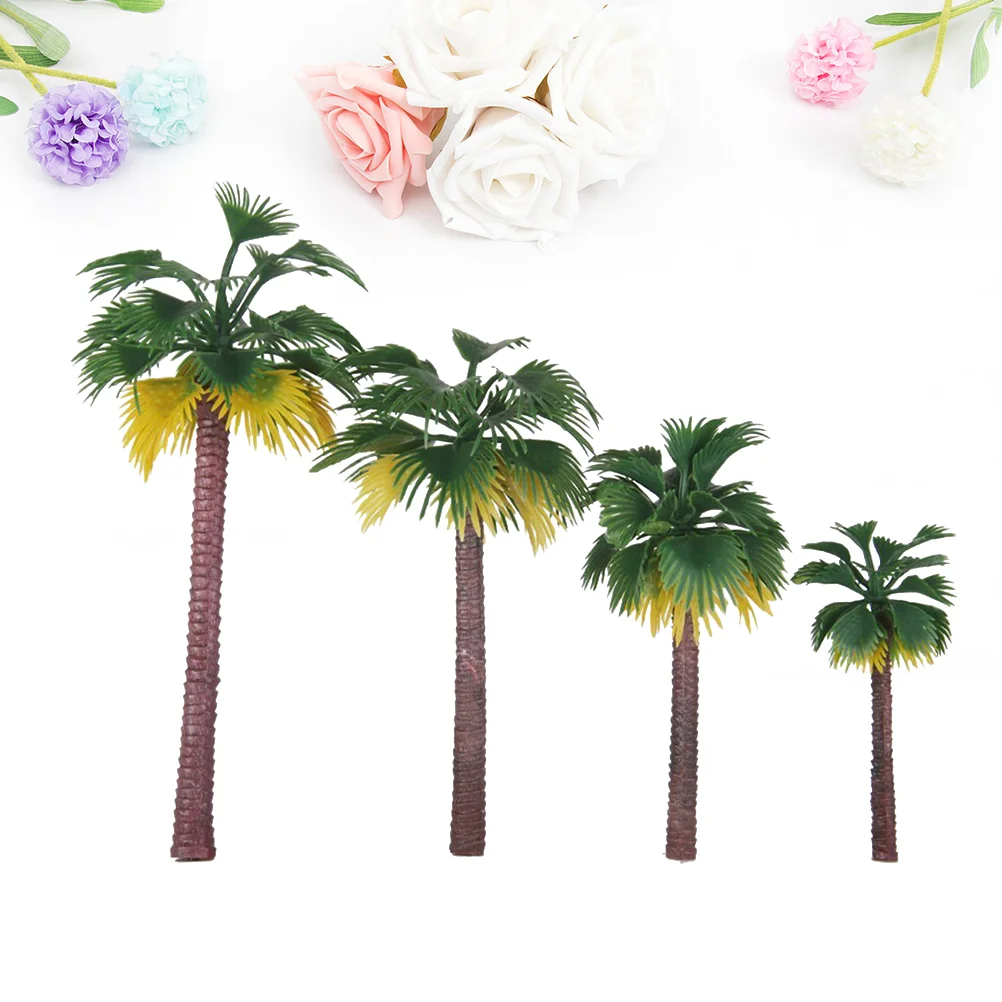 

16PC Rainforest Plastic Palm Tree Model Tropical Scenery DIY Handmade Material Mini Coconut Tree Model