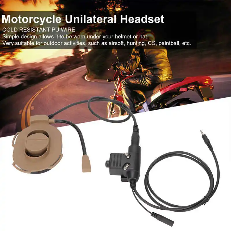 Motorcycle Unilateral Headset Military Headphone with Finger Microphone and U94 for 3.5mm Mobile Phone Plug