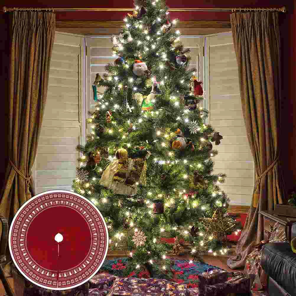 

92/122cm Christmas Tree Skirt Knitted Xmas Tree Skirt Apron Carpet Xmas Decoration Christmas Tree New Year Home Decoration