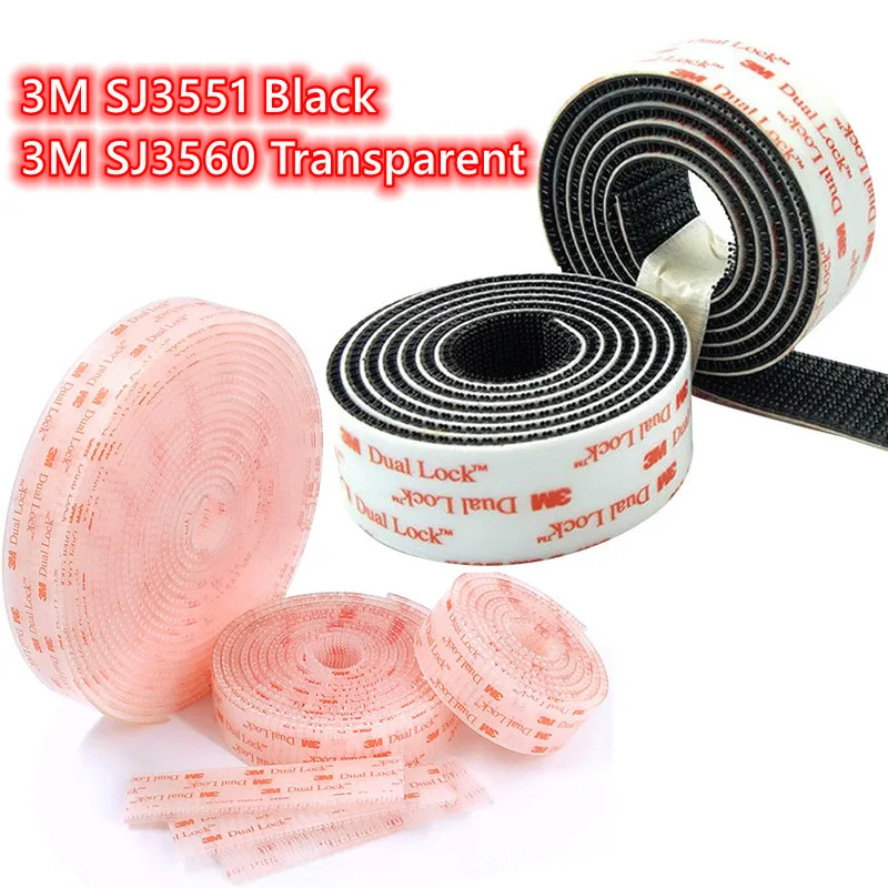 

Tape 3M SJ3551 Black SJ3560 Transparent Type 400 Dual Lock Width 25.4mm VHB Mushroom Adhesive Reclosable Fastener Tape
