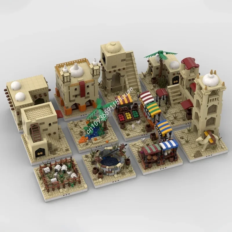 Фото 3957 деталей MOC: Модульная модель «Пустынная деревня» — конструктор, подарок на праздник, игрушка для сборки, идея для творчества, кирпичики DIY №3
