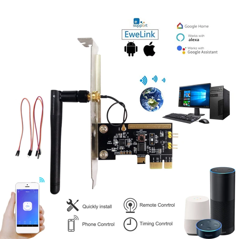 

Пульт дистанционного управления EWeLink для компьютера, беспроводной переключатель с поддержкой Wi-Fi, работает с Alexa Google Home