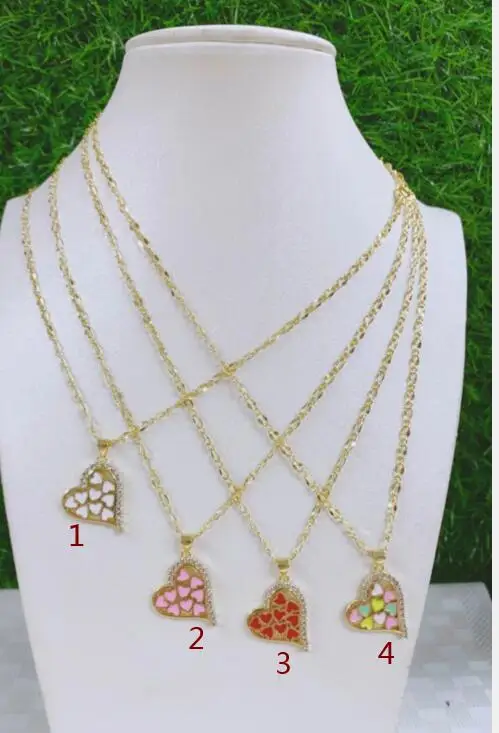 

Cute Enamel heart Necklace For Women Girls Gold Plated Blue Evil Eye Pendant CZ Pave Wholesale Party Birthday Jewelry ds4s