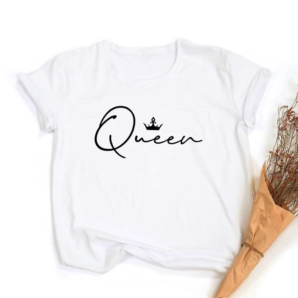 

Fashion Crown Queen Print Women Short Sleeve T Shirts Summer Female Feminist Harajuku Graphic Casual T-shirt Tee Camisetas Mujer
