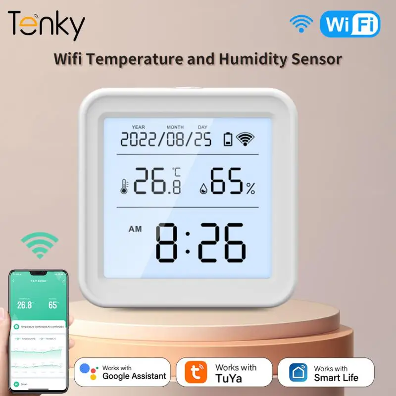 

Temperature And Humidity Sensor Tuya Wifi Lcd Screen Display Detector Smart Life Indoor Hygrometer Thermometer Smart Home