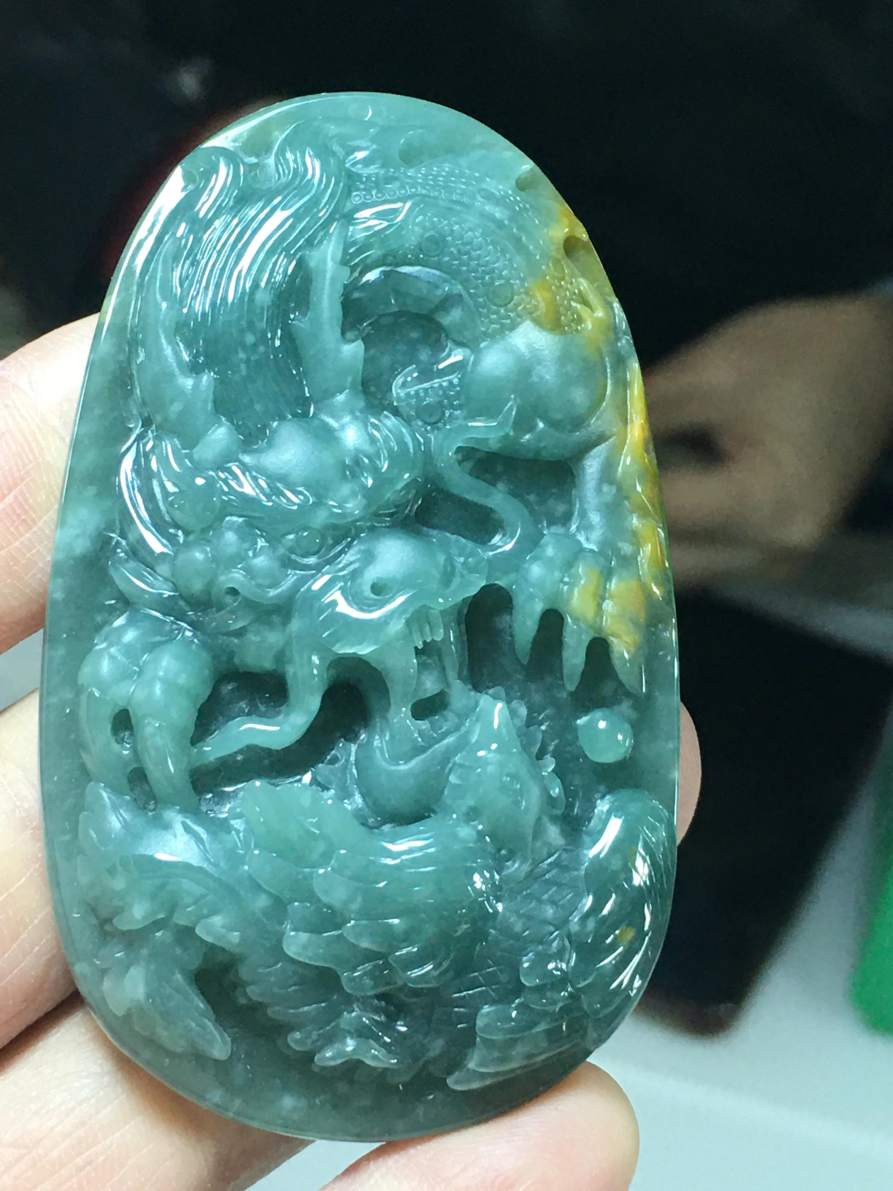 

Natural Myanmar jade 7A HandCarved yellow jade dragon jadeite jade pendant jade necklaces pendants jewelry men woman