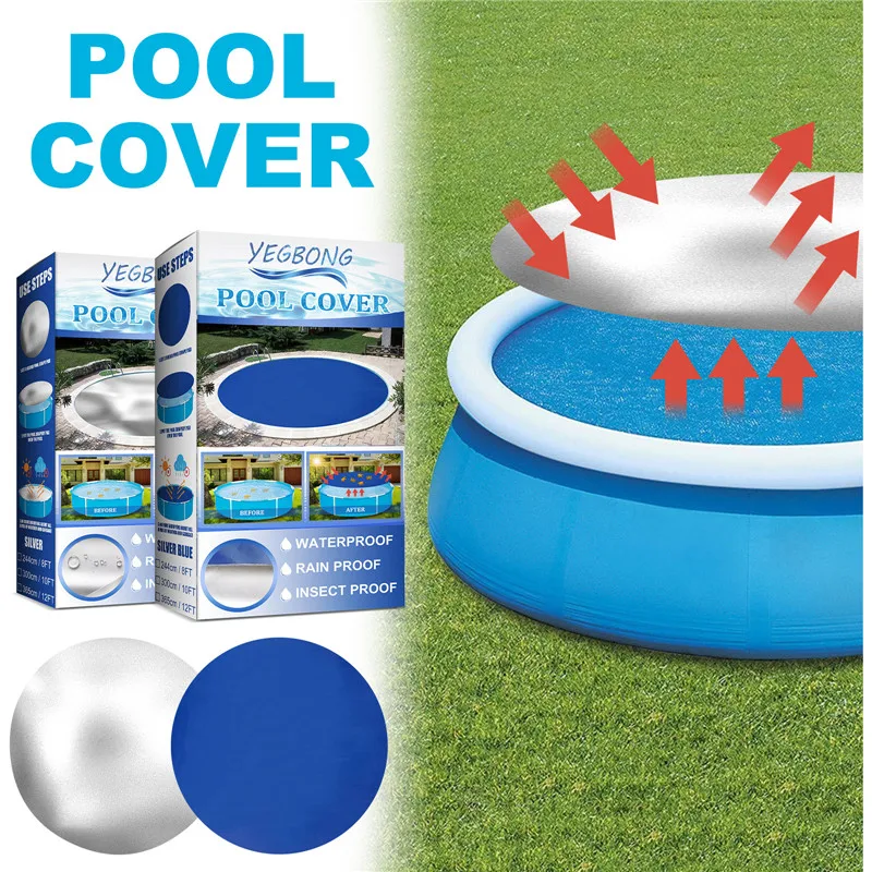 

8/10/12 Ft Round Swimming Pool Cover Waterproof And Dust-proof Sun Protection Mat Outdoor Home Pool Accessories