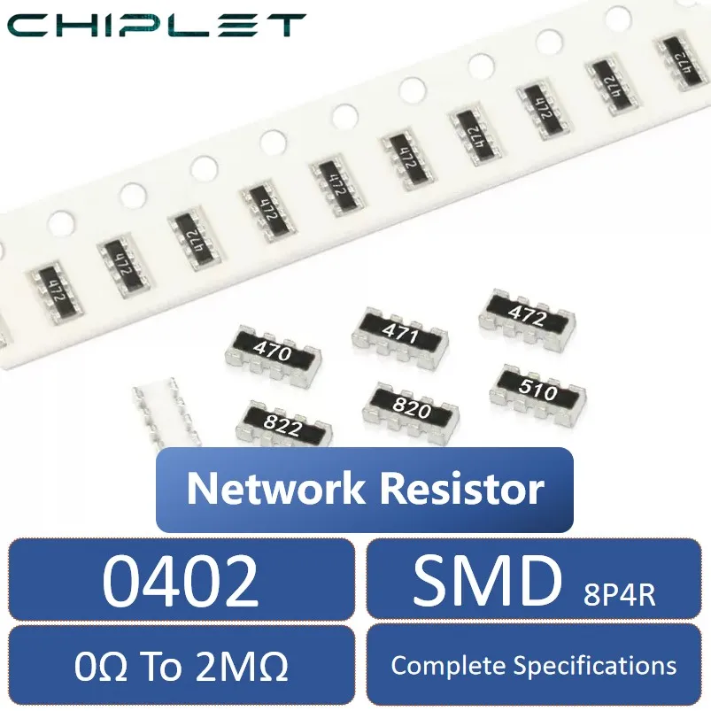 Ряд резисторов 0402x4 SMD сетевое сопротивление 0402 8P4R 0Ω до 2MΩ 51Ω 100Ω 330Ω 2KΩ 10KΩ 220KΩ 15Ω 36Ω