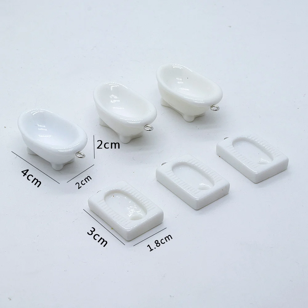 6 шт. миниатюрные подвески из смолы в виде ванны туалета