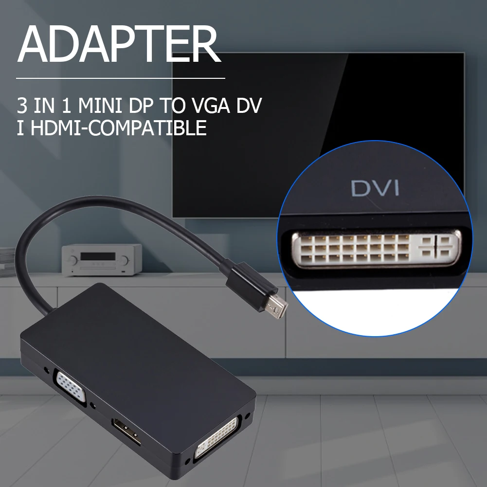 3 в 1 адаптер-конвертер с портом дисплея DP на HDMI-совместимый DVI VGA