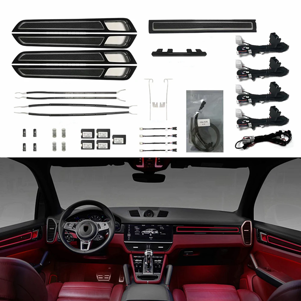 

For Porsche Cayenne 2018-2020 Full Kit Inter Door Ambient Light Atmosphere Light Foot Light With Ceiling
