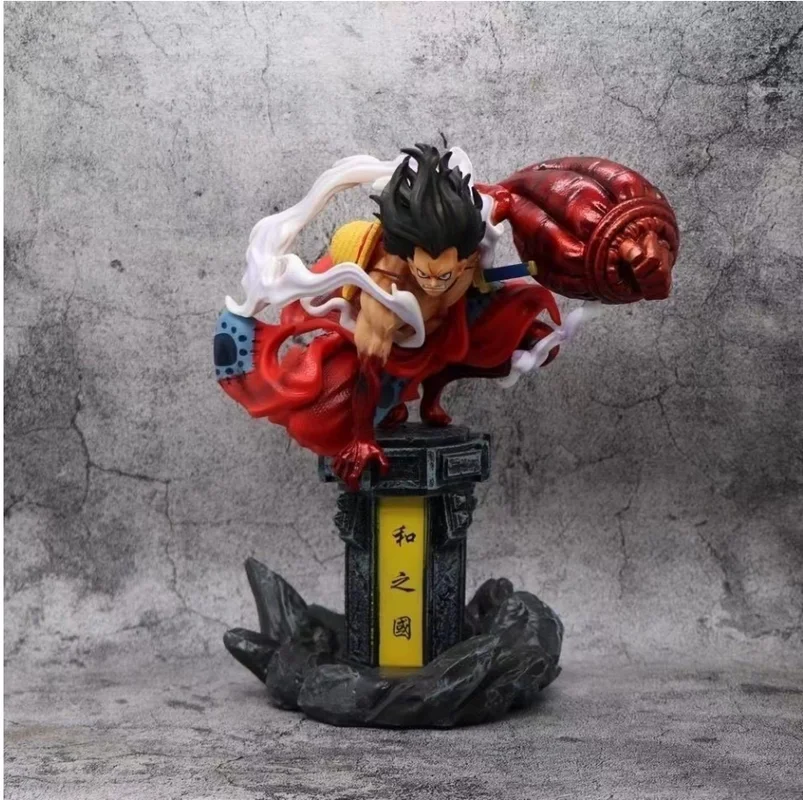 Цельный аниме 35 см Wano Monkey D Luffy Gear 4 Gomu no Red Hawk Ver. GK ПВХ Фигурка Статуя Коллекционная