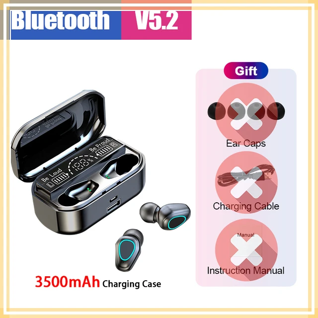 

Bluetooth 5.2 Earphones 3500mAh Charging Box Wireless Headphones 9D Stereo Sports Waterproof Earbuds Headsets With Mic