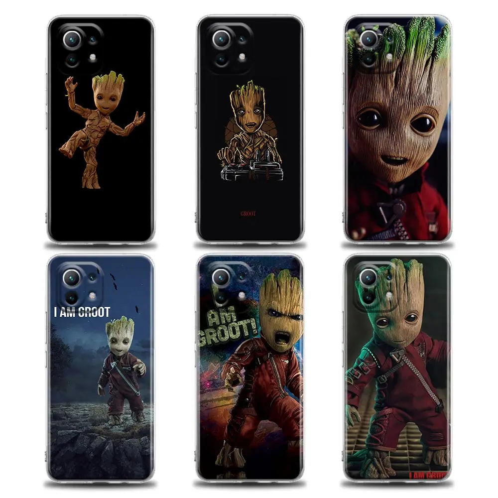 

Phone Case for Xiaomi Mi 11 10 Lite 10T 9 SE 11T Note 10 Pro Poco X2 M3 F3 X3 M4 Case Silicone Cover Marvel Hero Groot