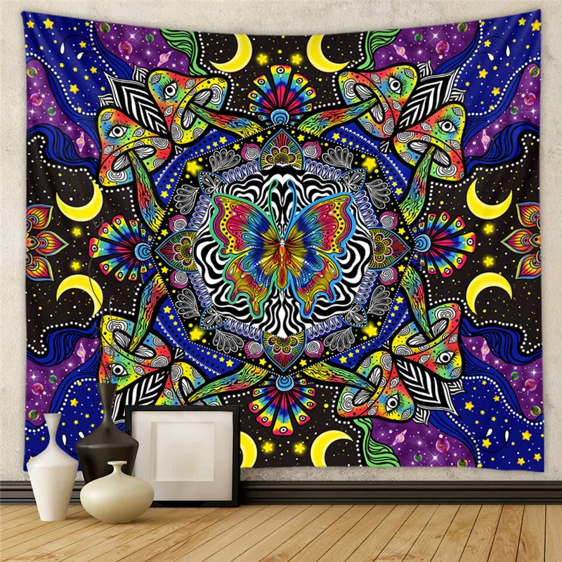 

Psychedelic Multicolor Butterferfly Tapestry Background Cloth Bedroom Wall Hanging Cloth Bohemian Tapestry Carpet Home Decor