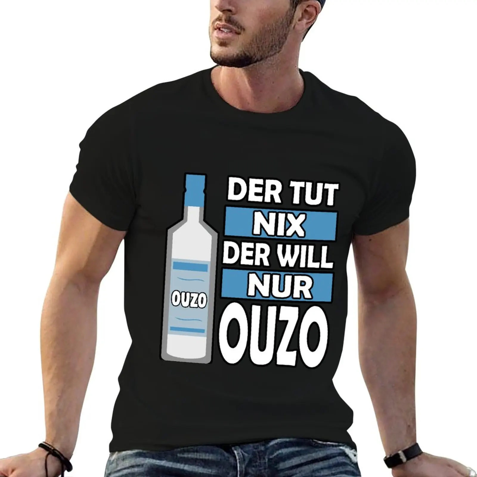 Фото Футболка Der tut nix der will only Ouzo Grieche Griechenland, мужская, 100% хлопок, люксовый бренд, хлопковая футболка 100% №1