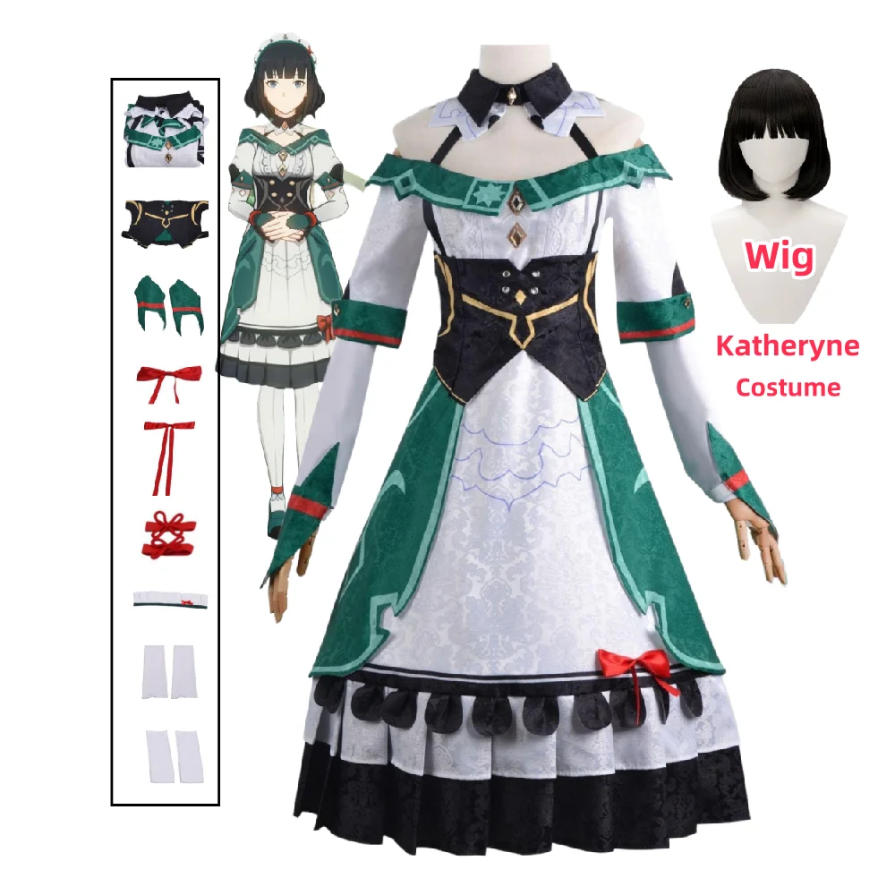 

Anime Genshin Impact Katheryne Cosplay Costume Game Halloween For Woman Clothes