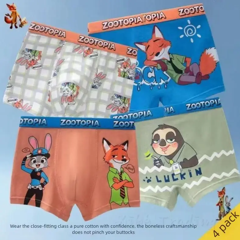 Трусы-боксеры Zootopiad Judy Nick Flash Anime из 100% хлопка с дизайном кролика и лисы, большие, для мальчиков, с мультяшным рисунком, милый подарок для детей (art.: 3920dbbbb70a9) - 3920dbbbb70a9