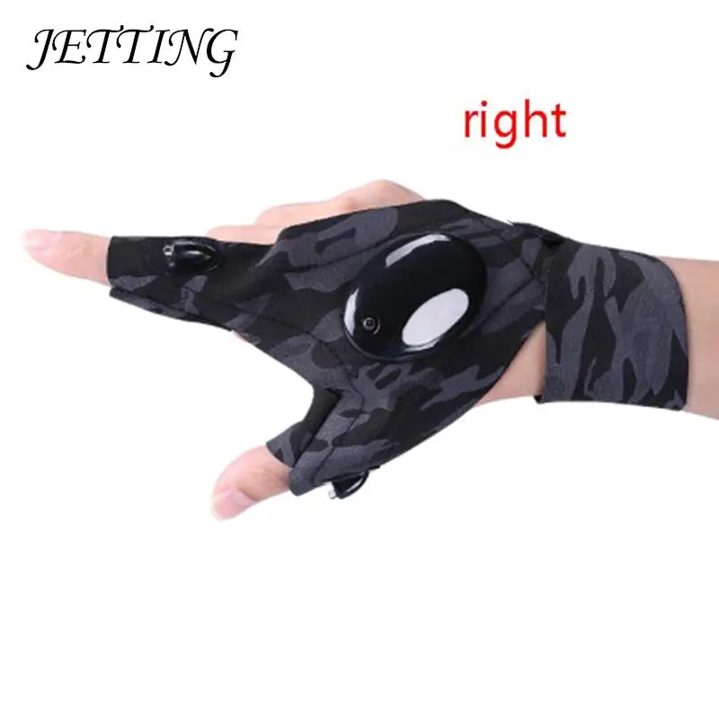 

1 Pc Night Light Waterproof Fishing Gloves With LED Flashlight Rescue Tools Men Fishing Magic Strap Fingerless Gloves