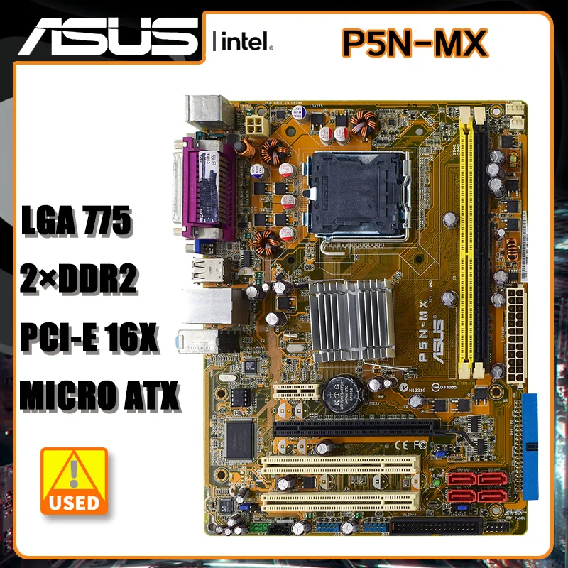 Motherboard LGA 775 ASUS P5N-MX Motherboard LGA 775 DDR2 nVIDIA SATA 2 PCI-E 16X PCI-E 16X For Core 2 Quad Q9550 cpus