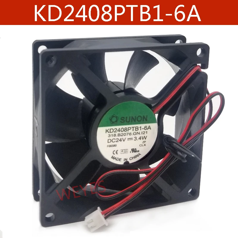 KD2408PTB1-6 Cooling Fan For SUNON DC24V 3.4W Two Pins 8CM 80*80*25MM Square Cooler New