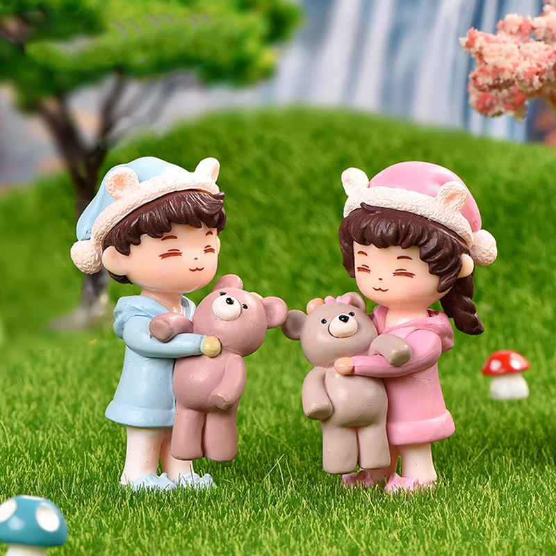 

1PC New Trendy Couple Micro Landscape DIY Desktop Cake Decoration Pajamas Couple Decoration Suitable For Garden, Car Decoration