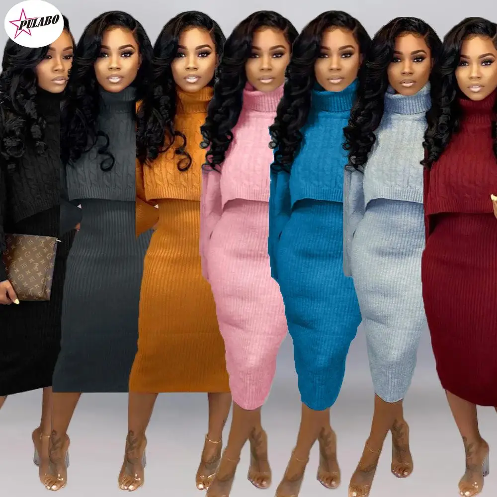 Сексуальный комплект из двух предметов мини-юбка укороченный топ свитер с