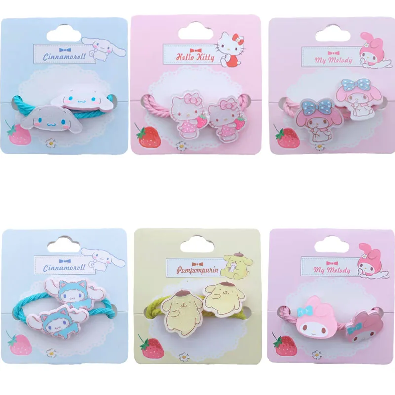 

Sanrios Cinnamoroll My Melody Kittys аниме кавайная Милая мультяшная эластичная хорошая кожаная повязка для волос завязывающаяся повязка для волос подарок...