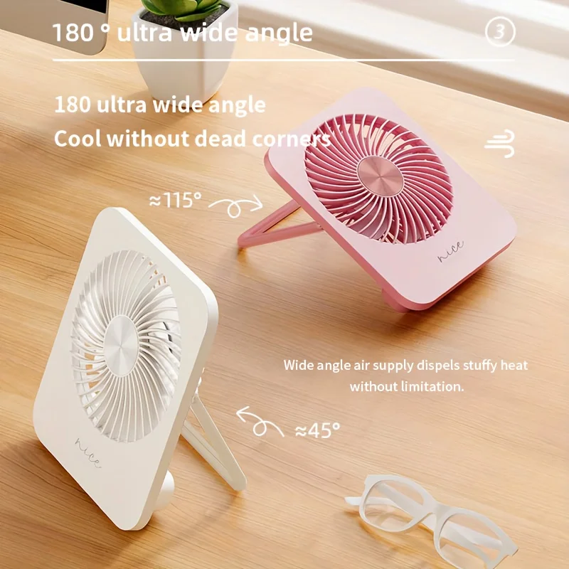 Портативный настольный вентилятор Mini USB перезаряжаемый тихий тонкий с сильной