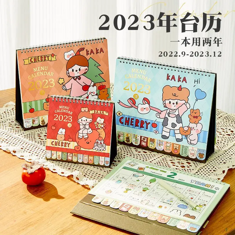 

2023 desktop calendar calendar plan book Clock-in graduate school countdown creative office cartoon book ins desktop decoration