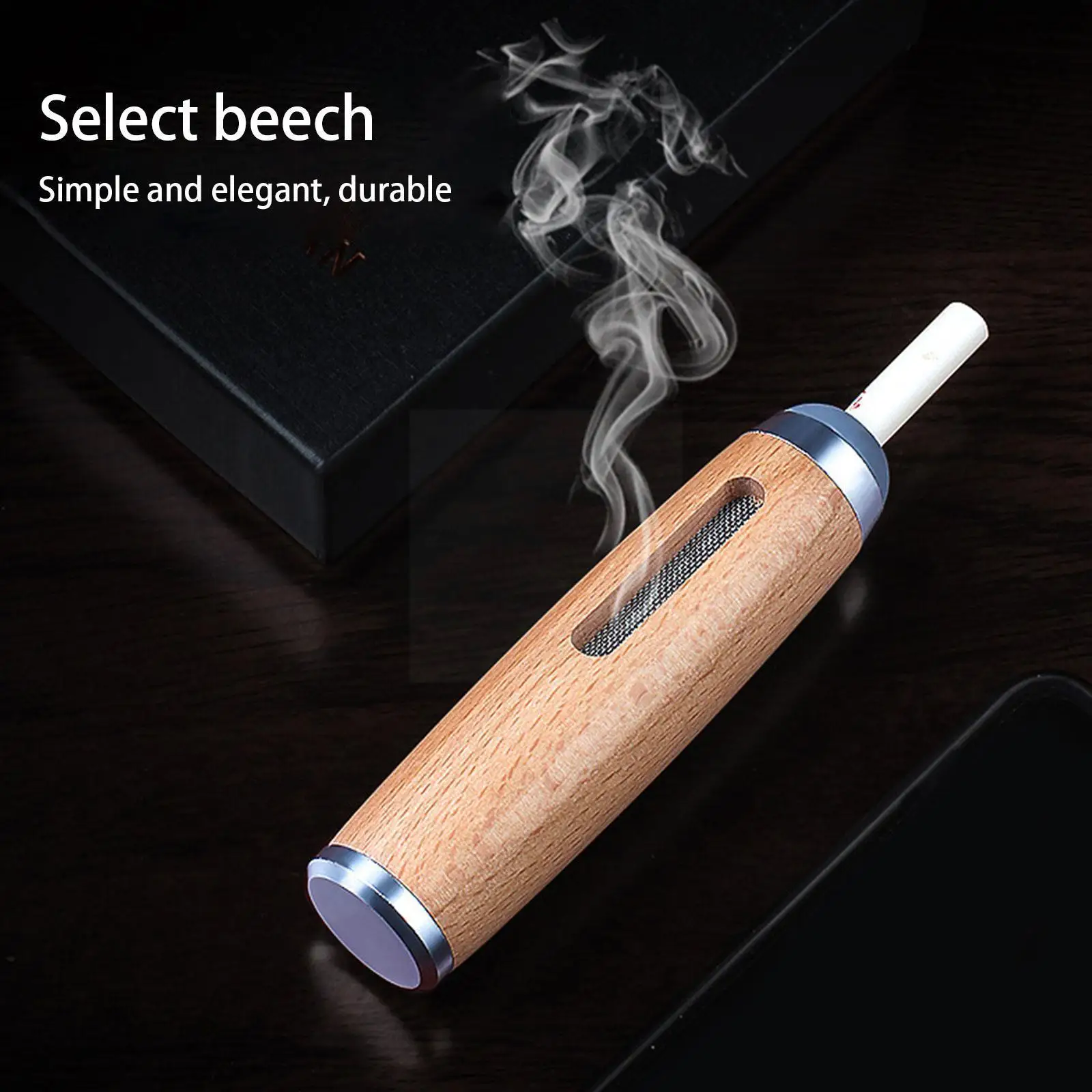 

Mini Car Ashtray Wood Non-dropping Ashtray Portable Cigarette Non-projectile Organizer Car Ashtray Smoking Special Ash Hold D7R1