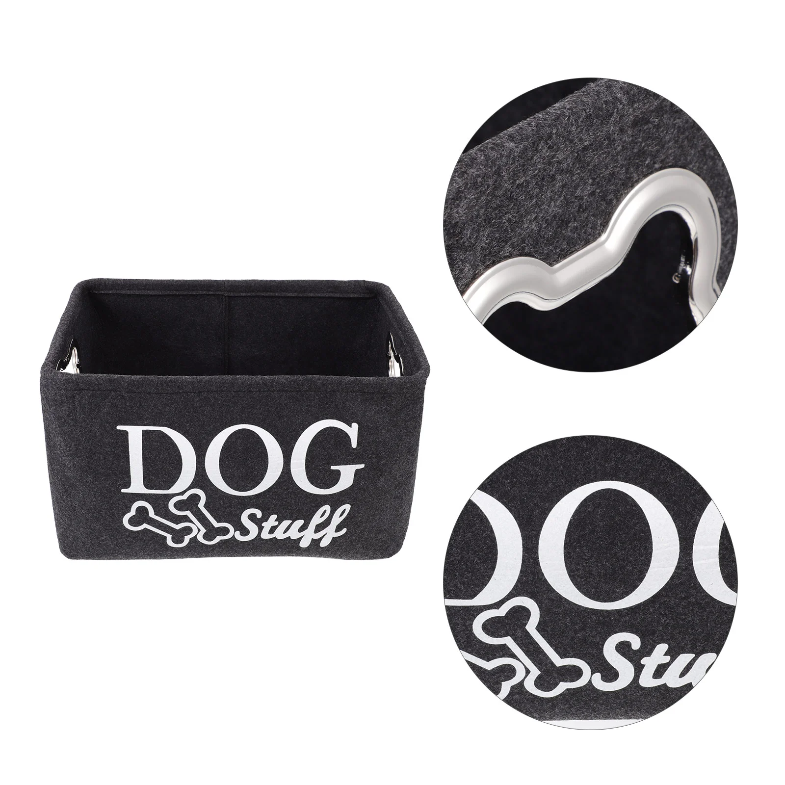 

1Pc Dog Toys Felt Box Useful Pet Accessory Bin Organizing Box with Metal Handle