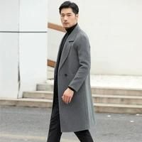new 100 pure wool mens mid length double sided woolen coat high end business hand sewn fashion cashmere windbreaker