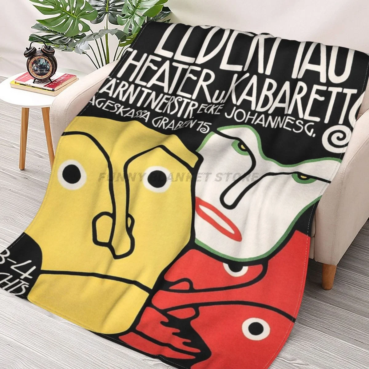 

FLEDERMAUS THEATER CABARET 1900s Vintage Art Deco Lithograph Throws Blankets Collage Flannel Ultra-Soft Warm picnic blanket