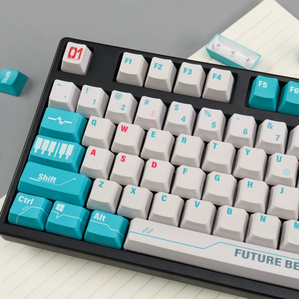 

Синий OEM высота 124 колпачков клавиш PBT термосублимационный адаптер 64 68 87 98 колпачки механической клавиатуры 6.25U