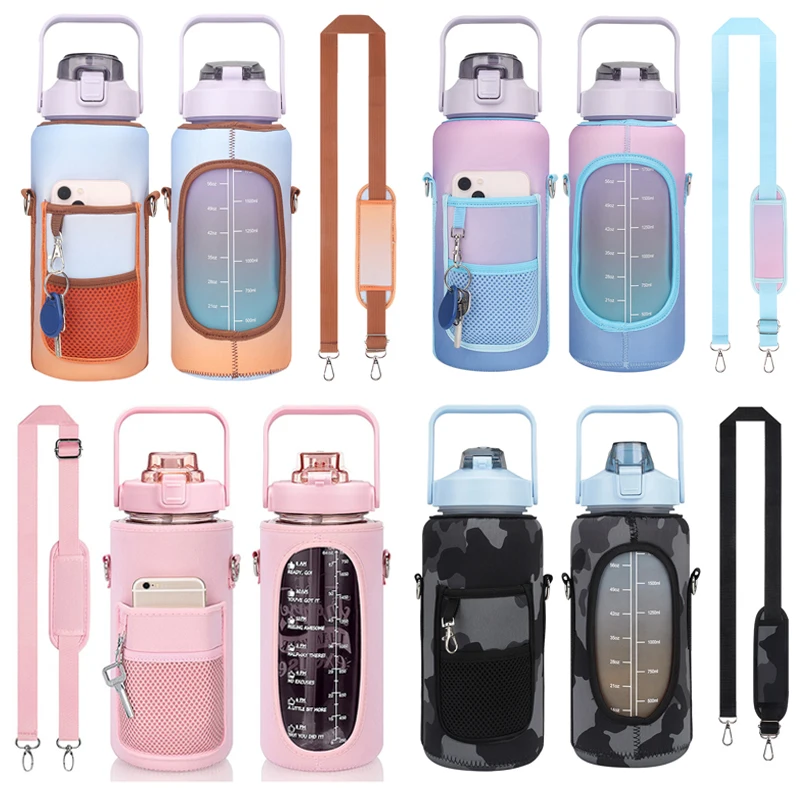 2 Liter Water Bottle Holder Bag with Strap Thermos Pouch Water Cup Cover Storage Bag Bottle Carrier Sleeve Bags Case (No Bottle)