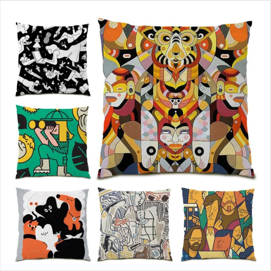 

Decoration Home Polyester Linen Pillow Cover Cushion Cover 45x45 Sofa Living Room Decoration Throw Pillow Covers Poster E0396