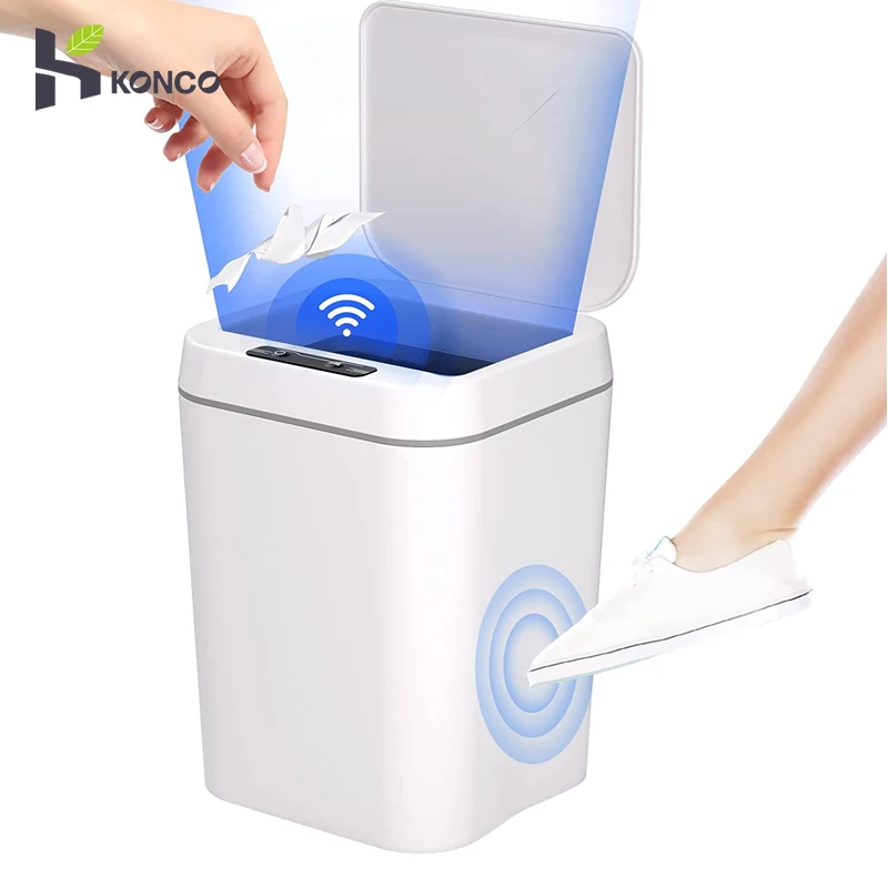 

Fypo Smart Trash Can Automatic Sensor Dustbin Rubbish Can Electric Waste Bin For Bedroom Kitchen Bathroom Garbage 12/14/16L