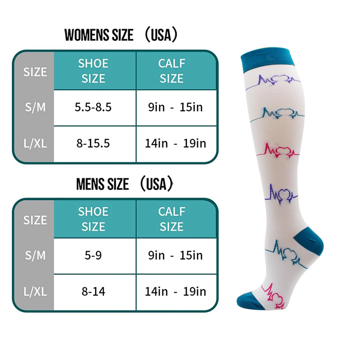 6 Pairs Compression Socks Women and Men Compression Stocking for Running Cycling Varicose Veins Cotton Sports Men's Socks