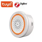Сигнализация ZigBee Tuya с датчиком температуры и влажности, светодиодная сирена 90 дБ, работает с приложением