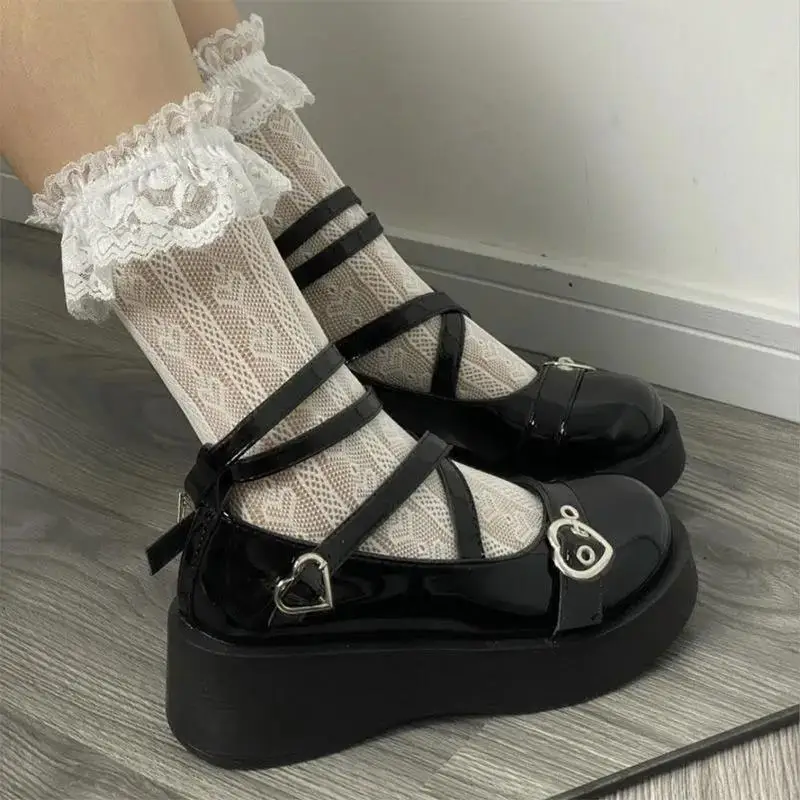 

New Lolita Shoes JK Uniform Platform Shoes Japanese School Uniform High Heels Cute Mary Jane College Girls Shoes 2022 Women Shoe