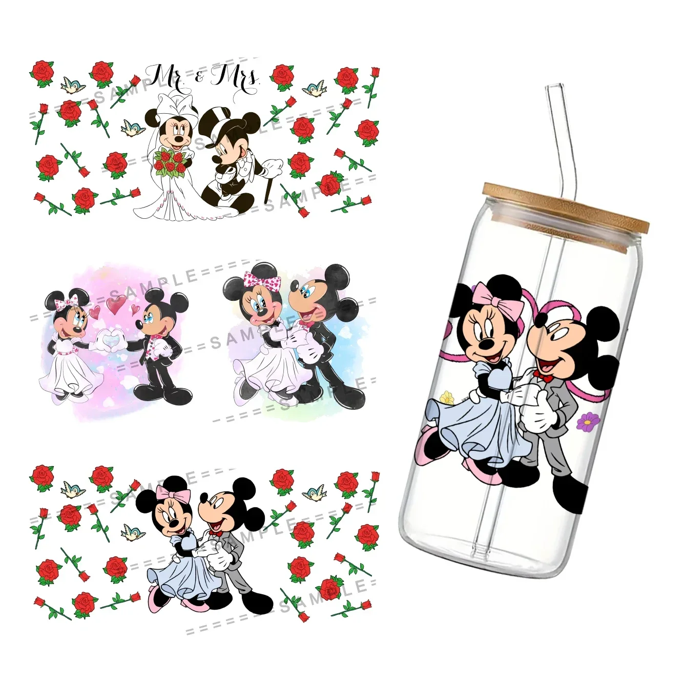 Наклейка на стакан с принтом Микки-Маус 11 х24 см 16 унций