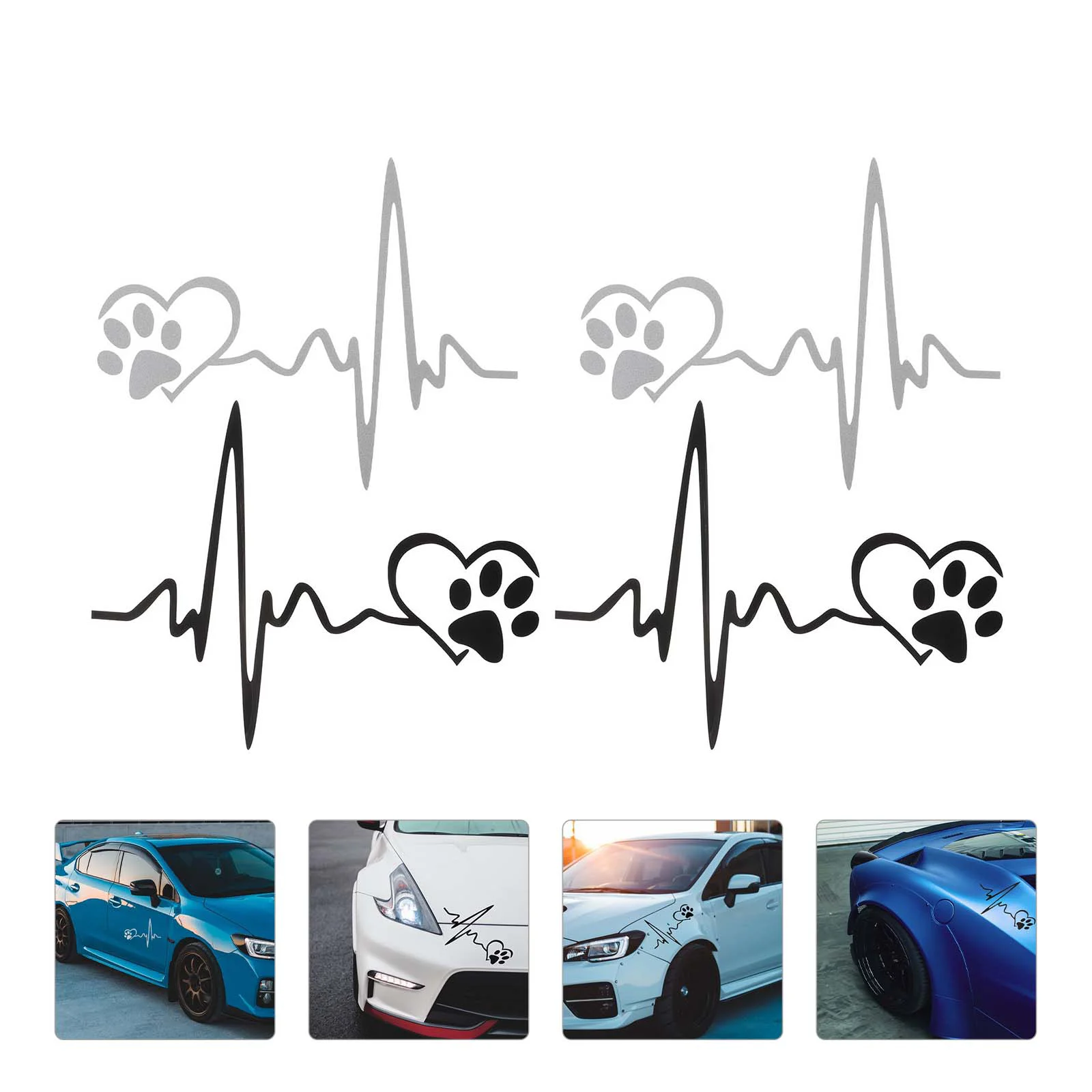 

4pcs Heartbeat Love Dog Footprints Funny Car Sticker Creative Auto Car Decal