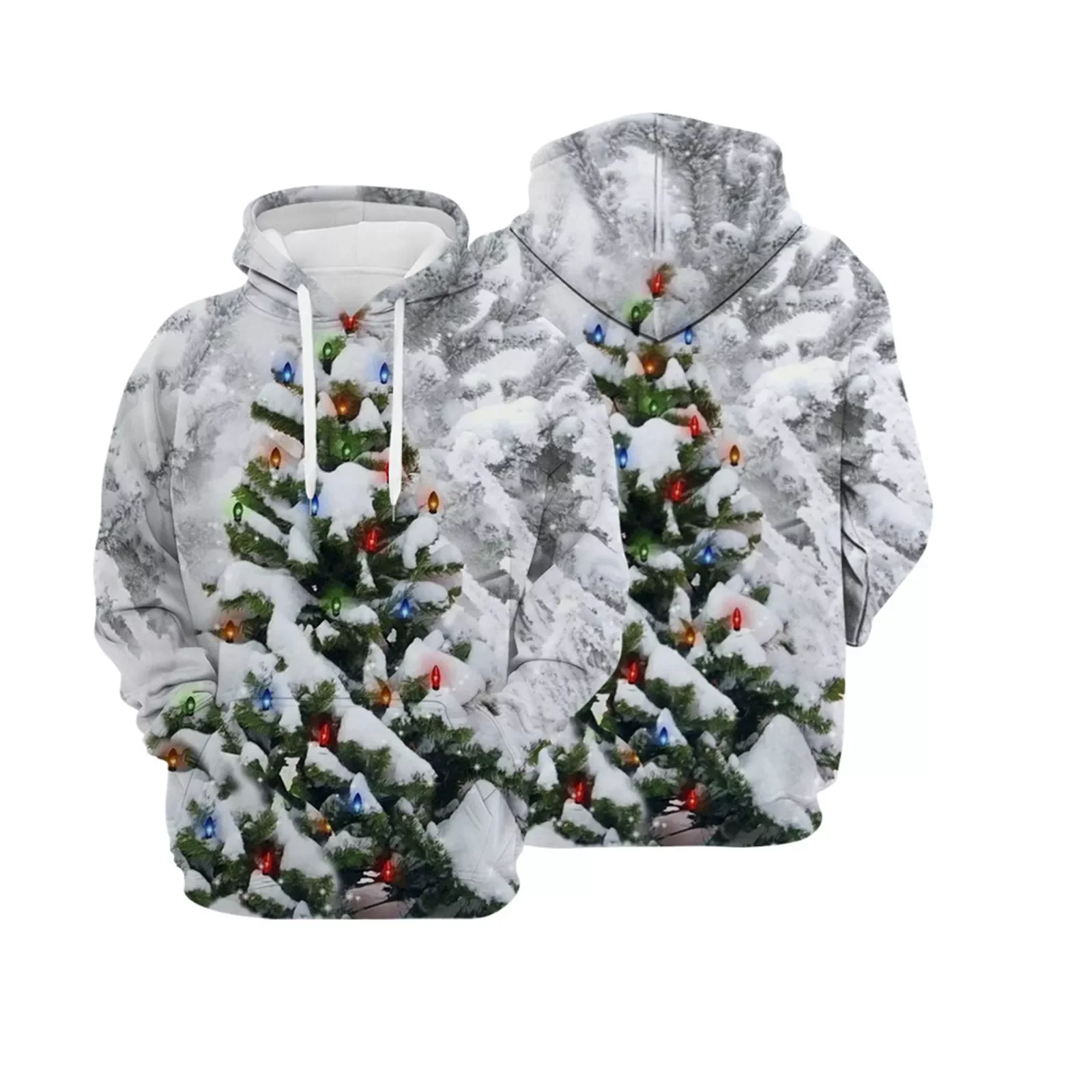 

NEW IN Christmas Women And Men Long Sleeve Deer Printed Hoodies Drawstring Sweatshirts Xmas Holiday Fit Pullover Blouse