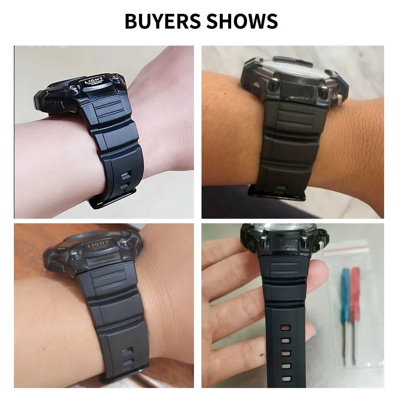 Фото Черный силиконовый ремешок для часов Casio MCW100H/110H/W-S220/HDD-S100/AE2000/2100, выпуклая интерфейсная пряжка, удобный для кожи ремешок №3
