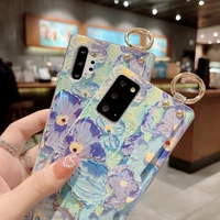 for samsung galaxy s22 ultra s21 fe s20 a53 a33 a13 5g a52s a12 oil painting floral silicone case shockproof wristband cover
