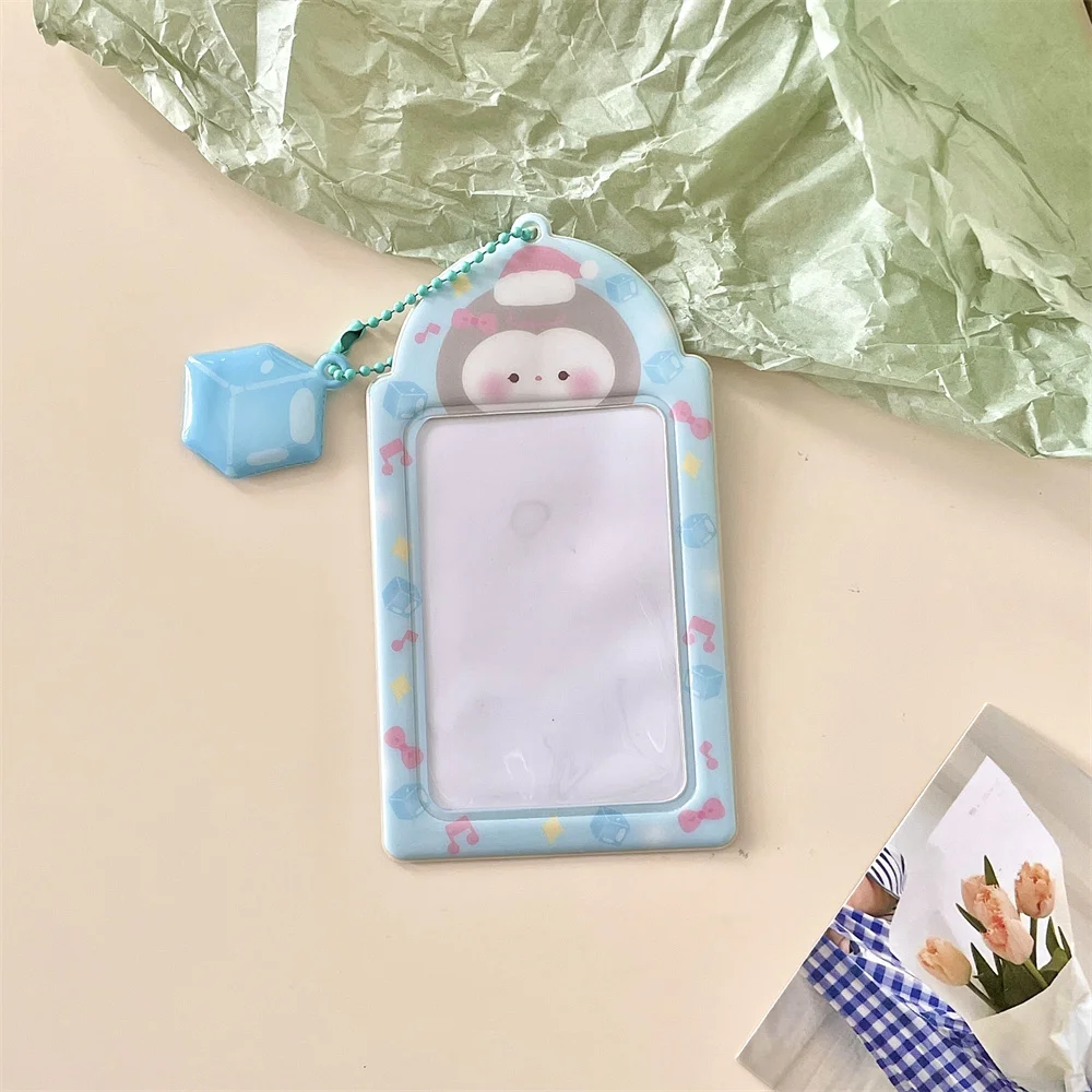 3inch cute bear cat photocards holder with chain waterproof protector kpop idol photo card sleeves keychain pendant stationery free global shipping