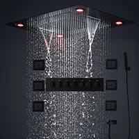 24inch thermostatic rain shower set large led showerhead rainfall waterfall massage misty bath faucet system with 4inch body jet