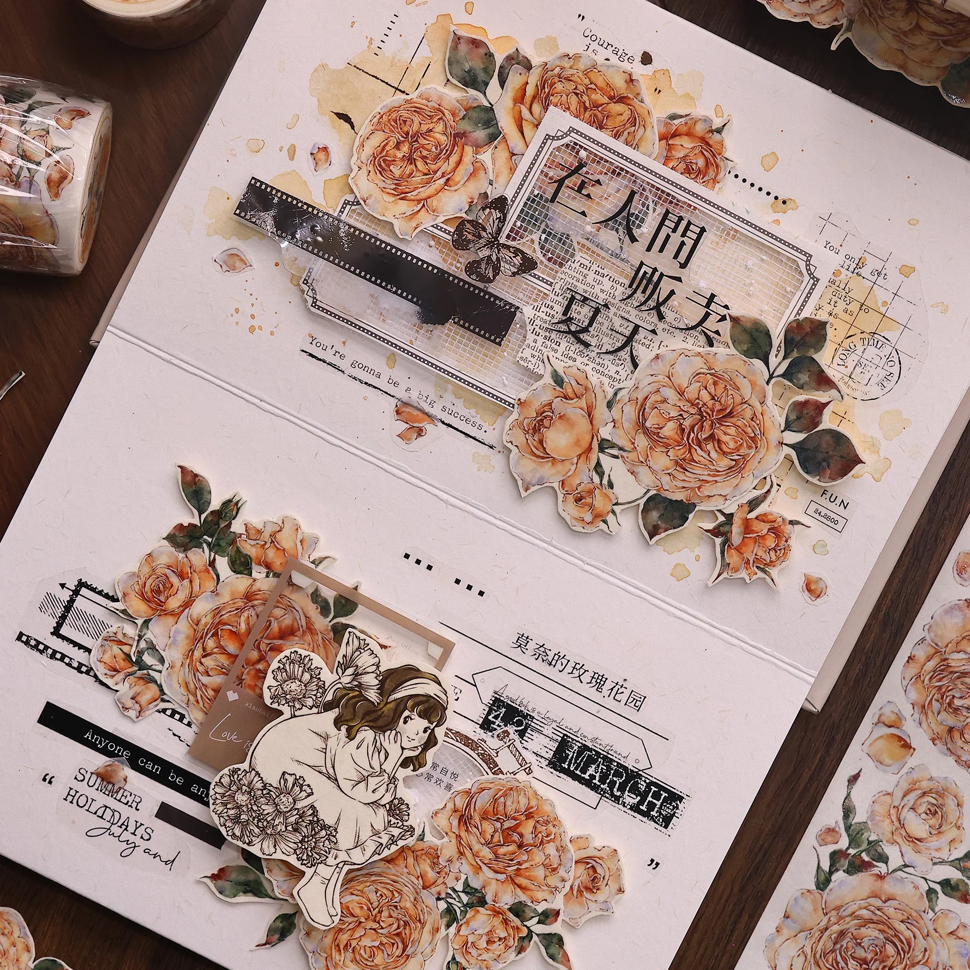 Austin Rose Journal ПЭТ-лента Washi материал в стиле ретро